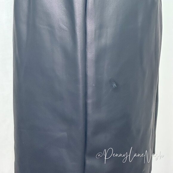 Express Puff Sleeve Vegan Leather Sheat Dress Black - Picture 10 of 11